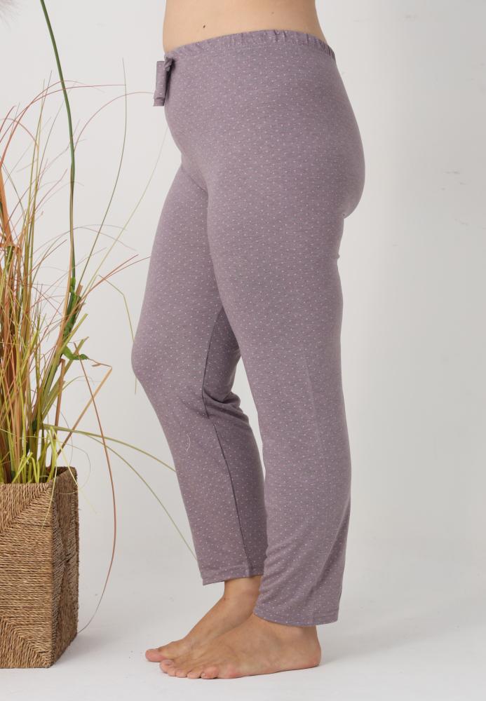 Pantaloni de Pijama Dama Lungi,Big Size,Culoare Gri Inchis cu Buline Roz , Engros